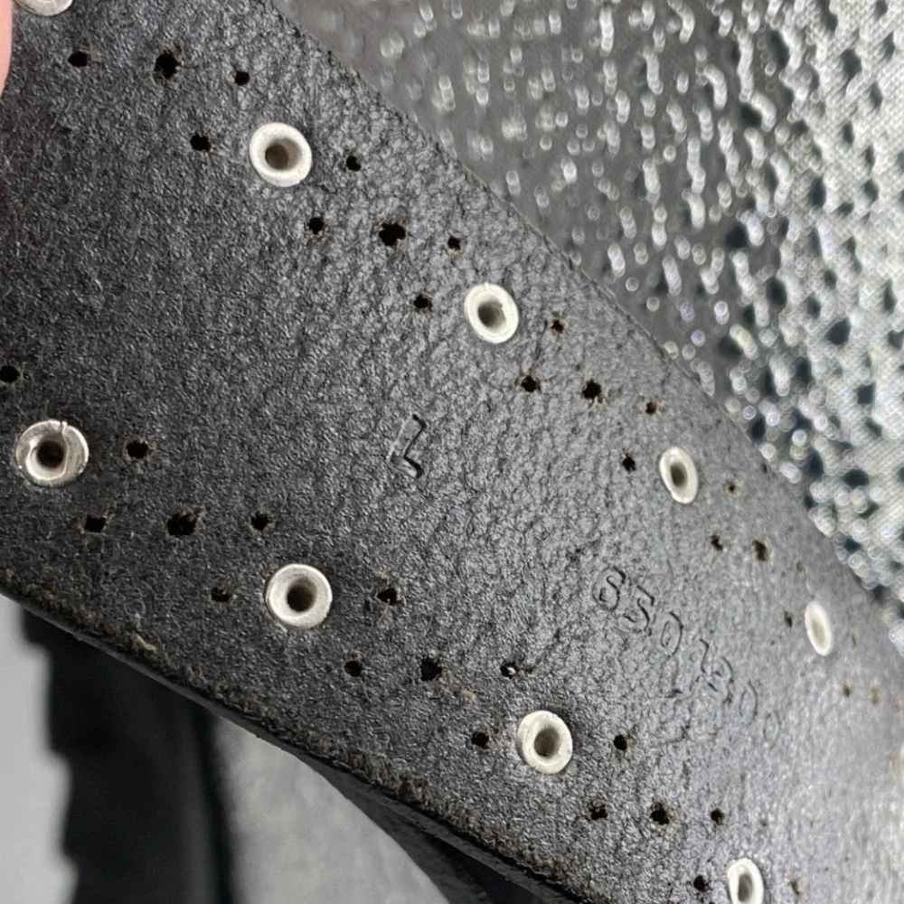 Studded Leather Belt Womens Large Black Silver Eyelet Punk Grunge Biker Goth Alt
